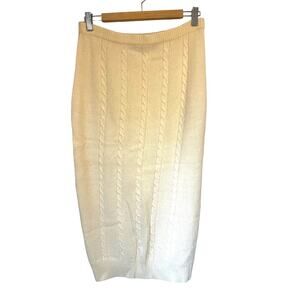 Vintage HENRY GRETHEL Lambswool and Angora Ivory Cable Long Skirt Women's sz. M